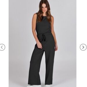 Anrabess Women's Black Sleeveless Jumpsuit